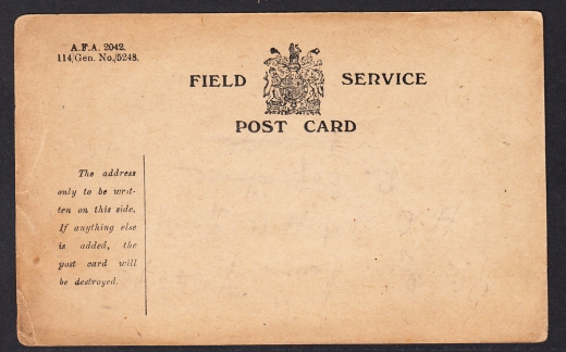 Anglia formularz poczty wojskowej