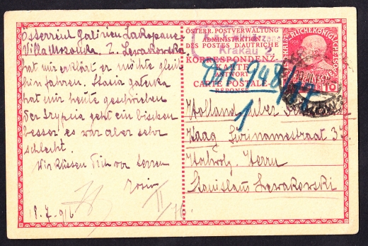 Kraków-Haga całostka cenzura 1916 rok