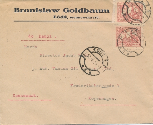 210 koperta firmowa listu zagranicznego Łódź 1926 rok