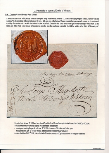 Kraków obwoluta listu pieczęć pocztowa 1810