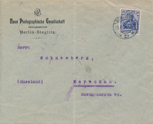 Poczta Miejska Warszawa 10 a koperta listu firmowego zagranicznego 1916 rok