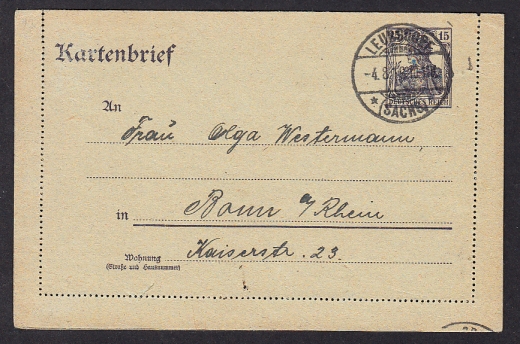 Deutsches Reich K17 stempel Leubsdorf 1918 rok