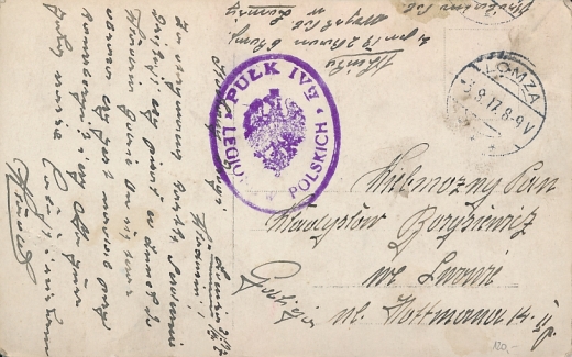 Legiony Polskie IV Pułk pocztówka Łomża 1917 rok