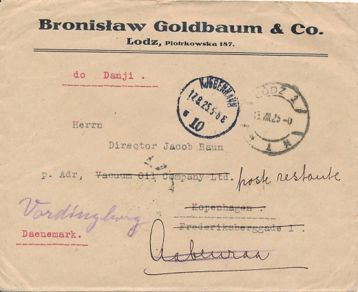 0210 I koperta firmowa listu zagranicznego Łódź 1925 rok