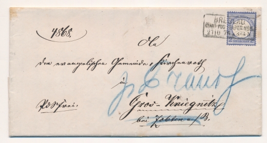 Wrocław ( Breslau ) obwoluta listu z treścią 1874 rok