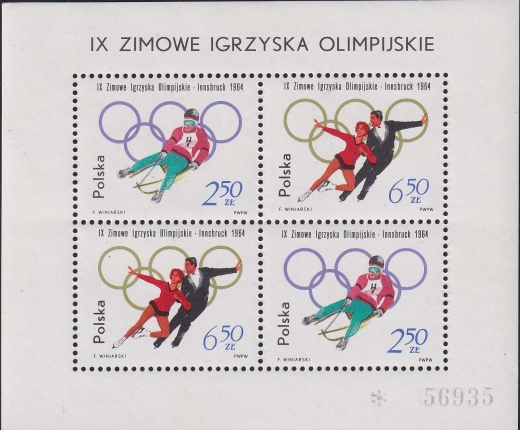 1314+1316 blok 41 czysty** Zimowe Igrzyska Olimpijskie w Innsbrucku