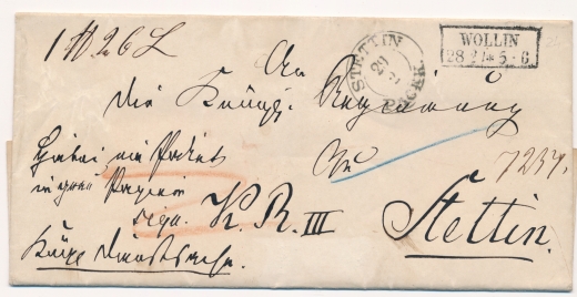Wolin-Stettin obwoluta listu 
