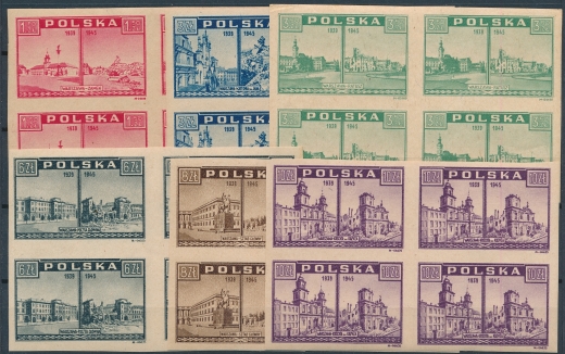 380-385 w czwórkach czyste** Zniszczenia wojenne Warszawy