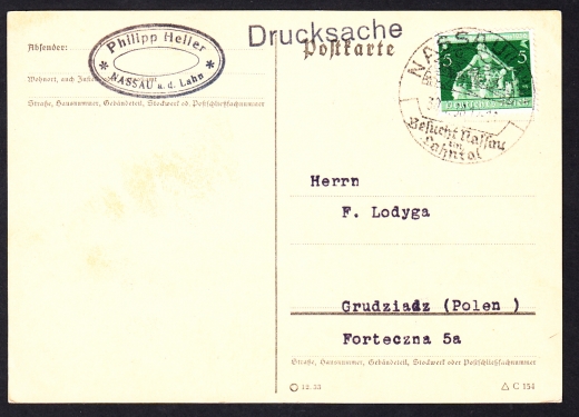 Deutsches Reich Mi.616 kartka kasownik okolicznościowy