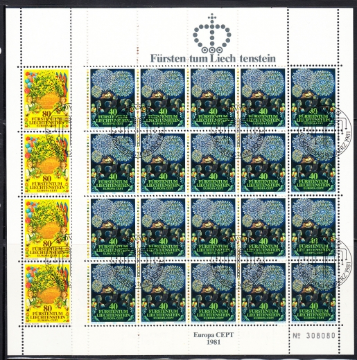 Liechtenstein Mi.0764-765 arkusz kasowany